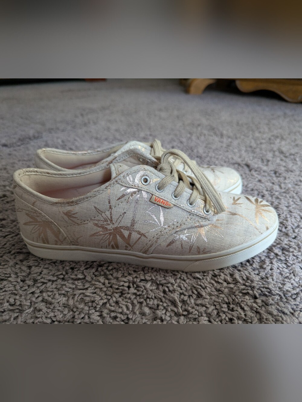 VANS Canvas Sneakers with Metallic Botanical Print